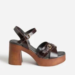 Sandale marron cuir à talon