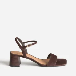 Sandale marron cuir velours
