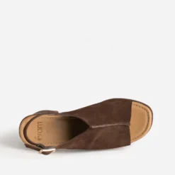 Sandale marron cuir velours à plateforme
