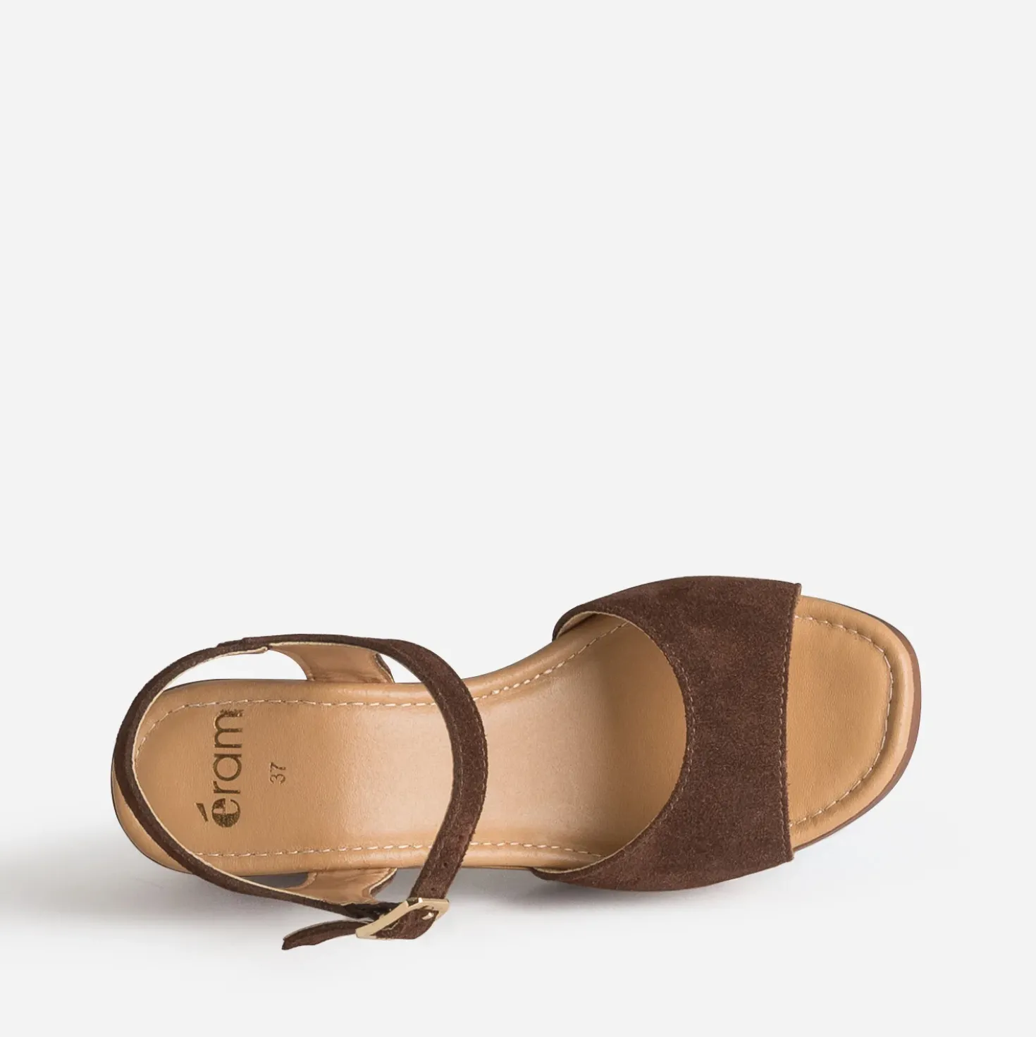 Sandale marron cuir velours à talon