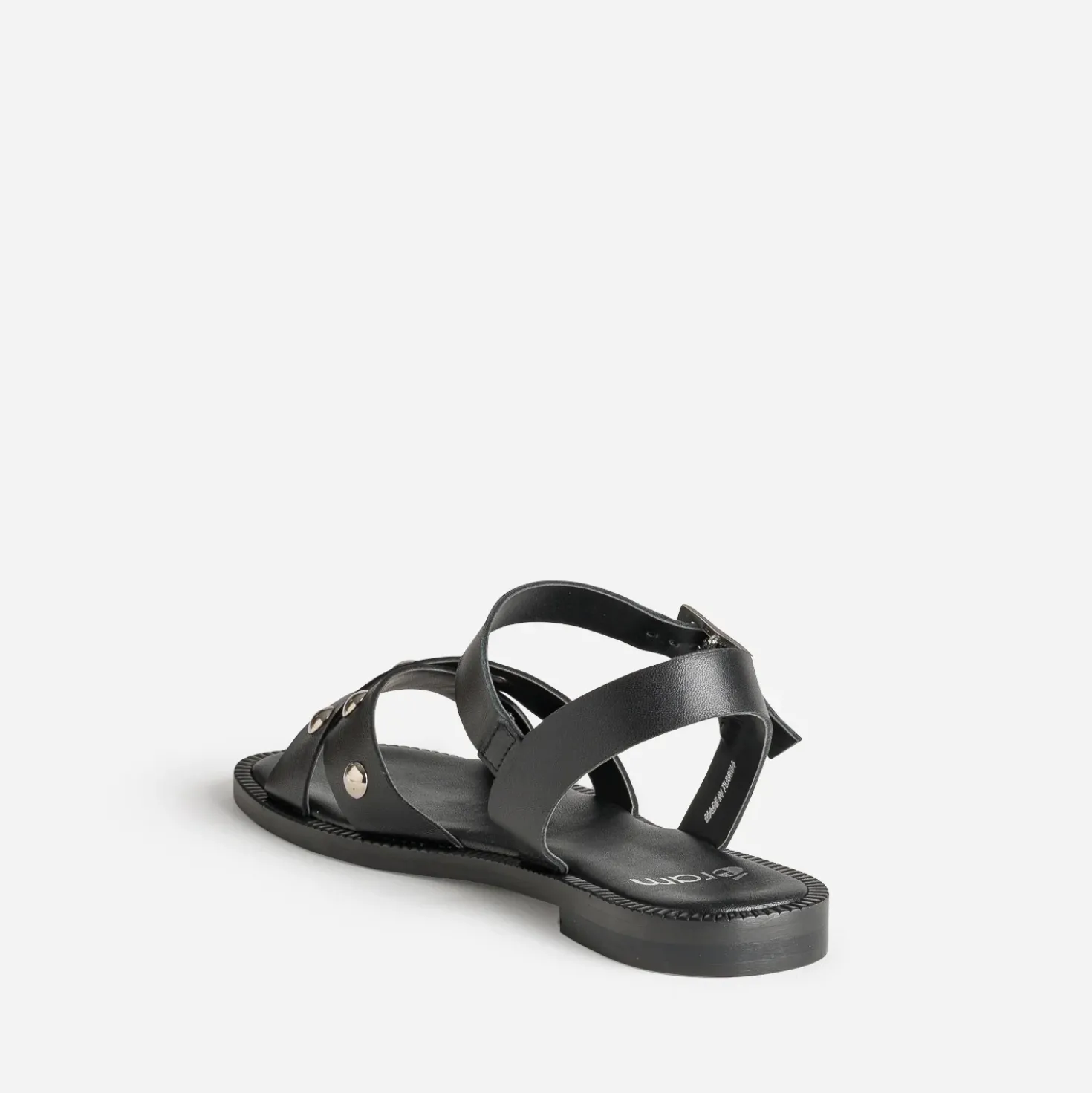 Sandale noire cuir décor clous
