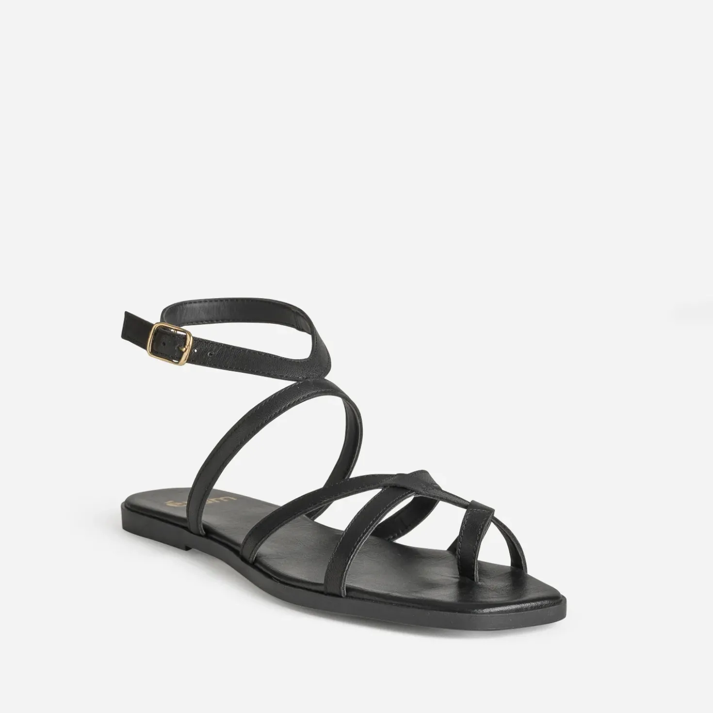 Sandale noire cuir entre-doigt