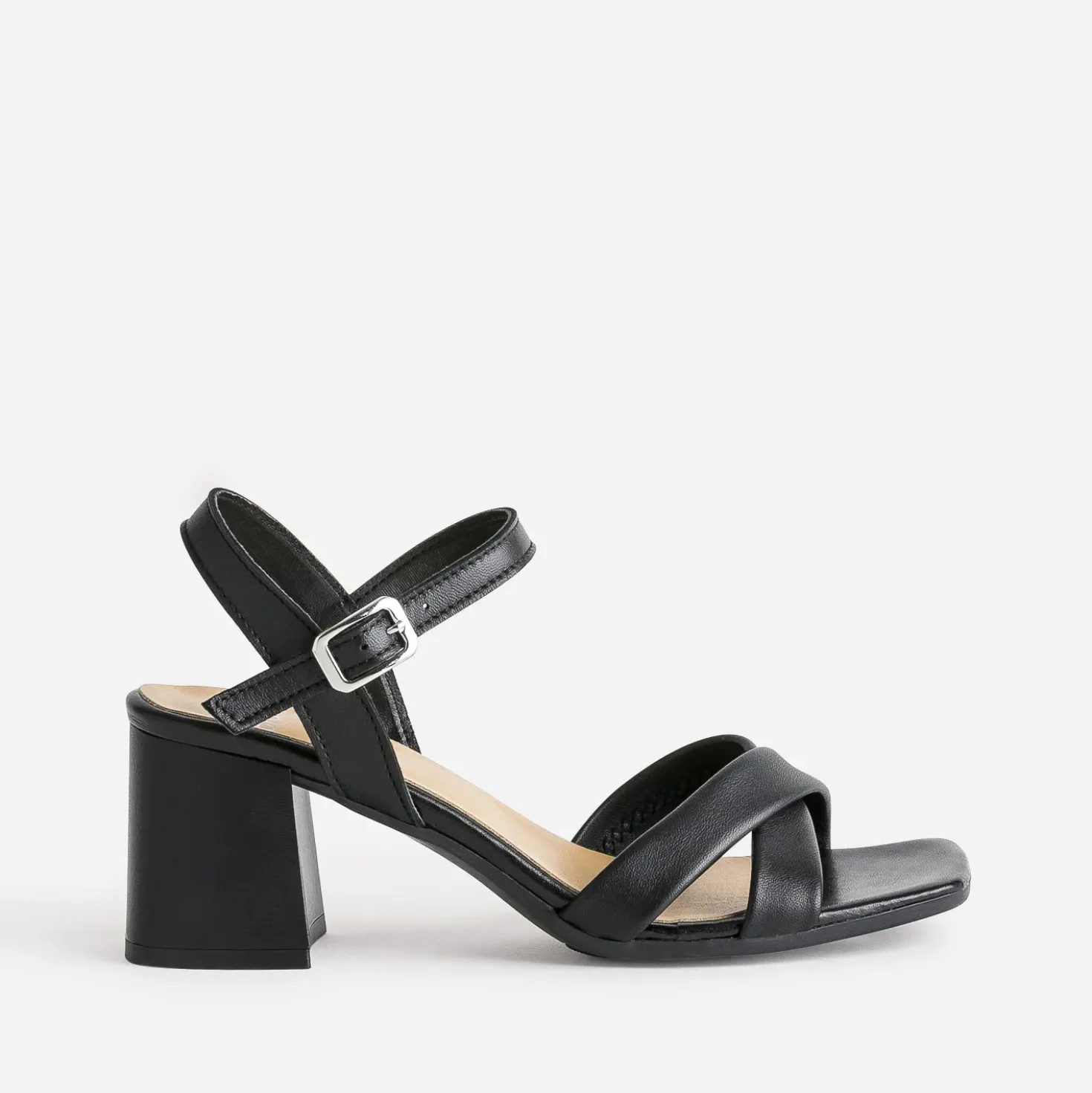 Sandale noire cuir à talon