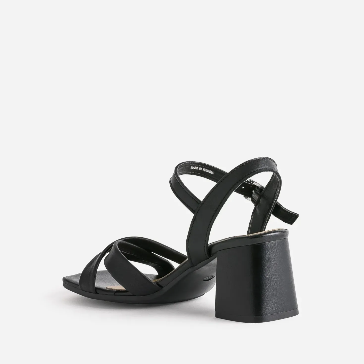 Sandale noire cuir à talon