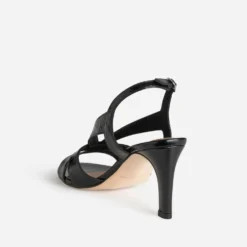 Sandale noire cuir verni à talon