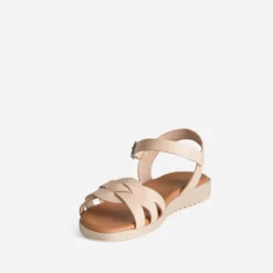 Sandale orange en cuir