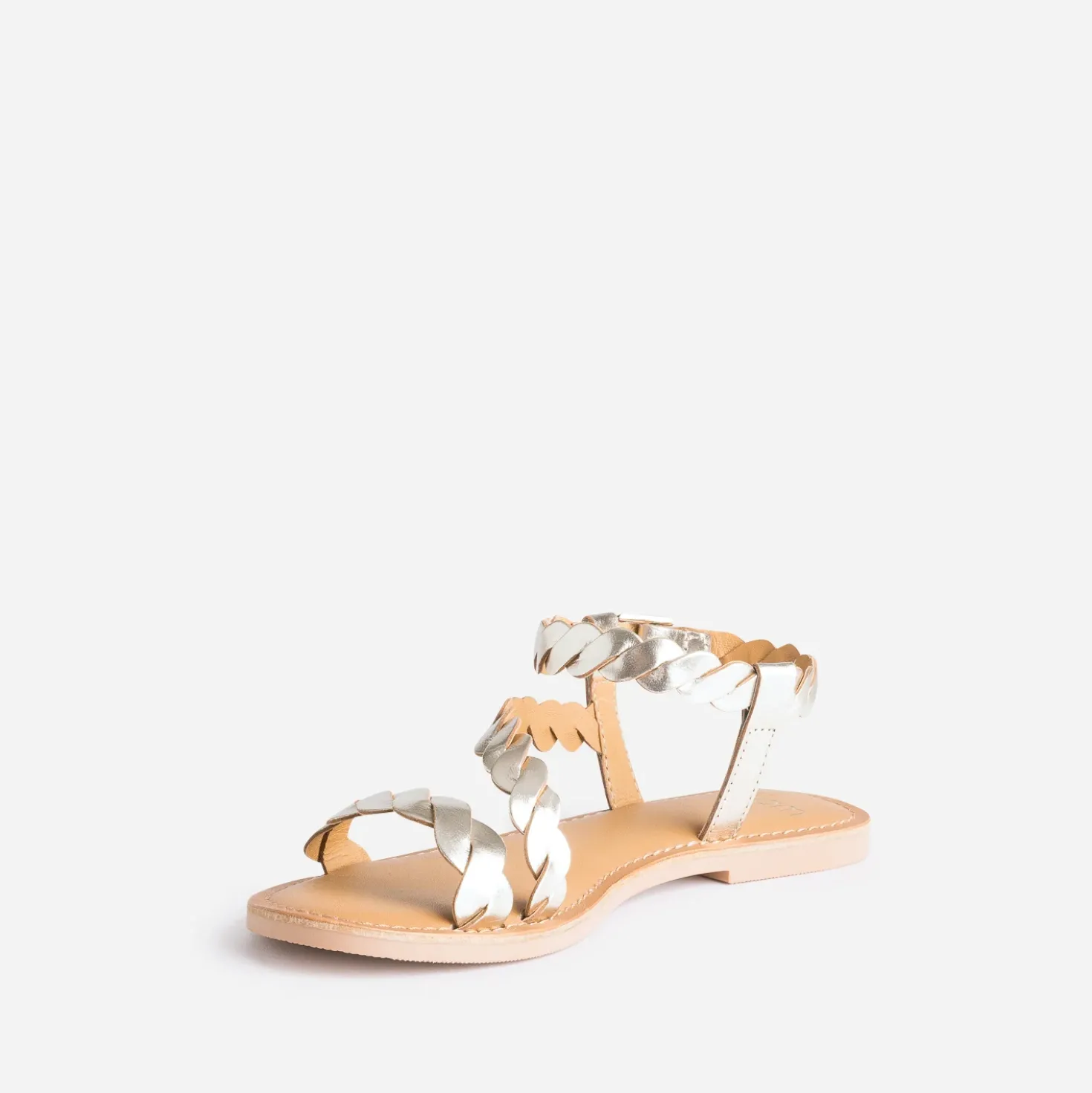 Sandale or en cuir à brides entrelacées