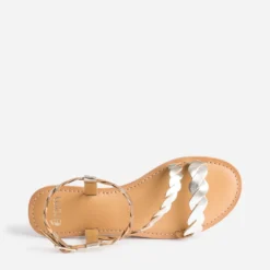 Sandale or en cuir à brides entrelacées