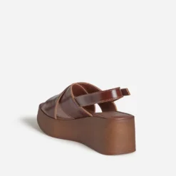 Sandale plateforme cognac cuir