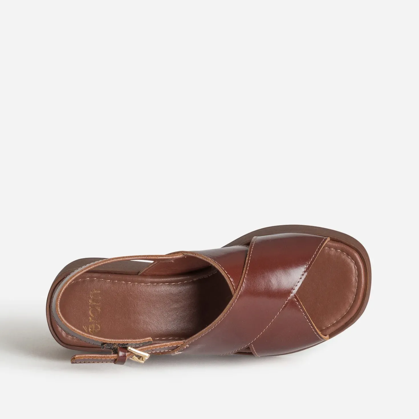 Sandale plateforme cognac cuir