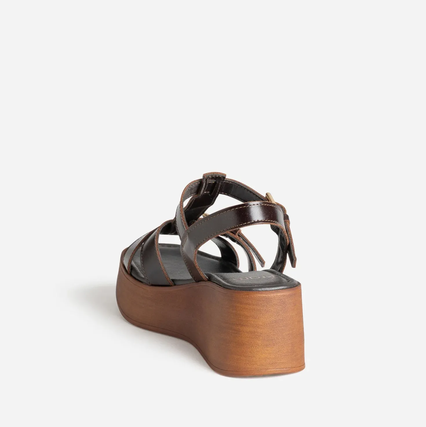 Sandale plateforme marron cuir