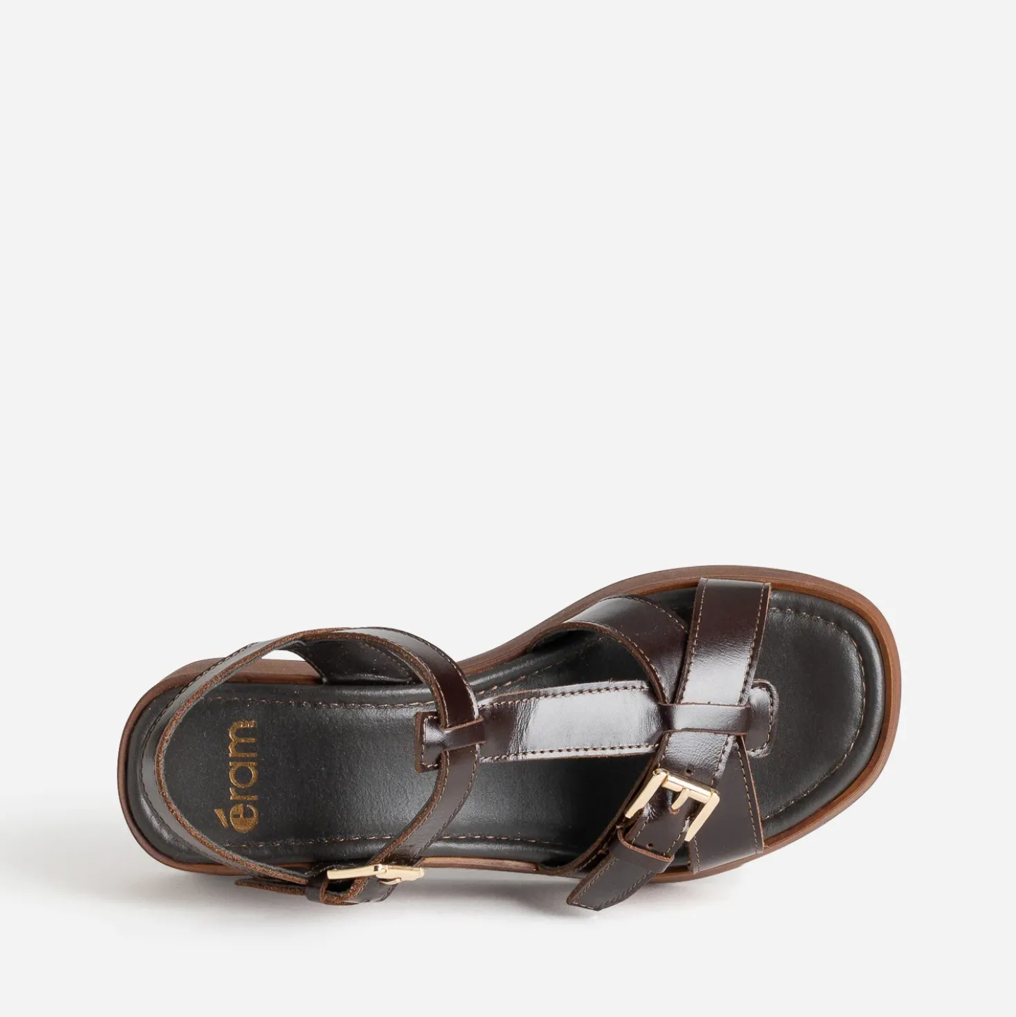 Sandale plateforme marron cuir