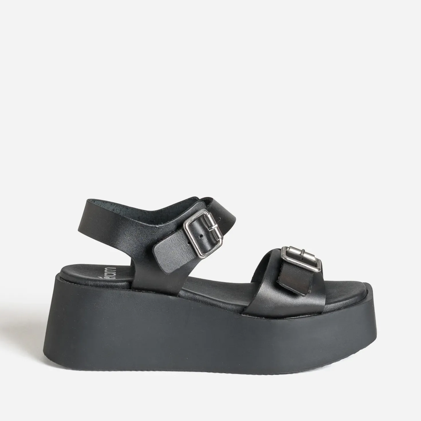 Sandale plateforme noire cuir