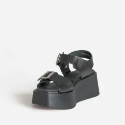 Sandale plateforme noire cuir