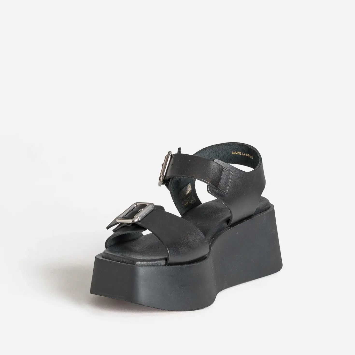 Sandale plateforme noire cuir
