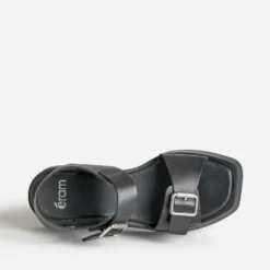 Sandale plateforme noire cuir