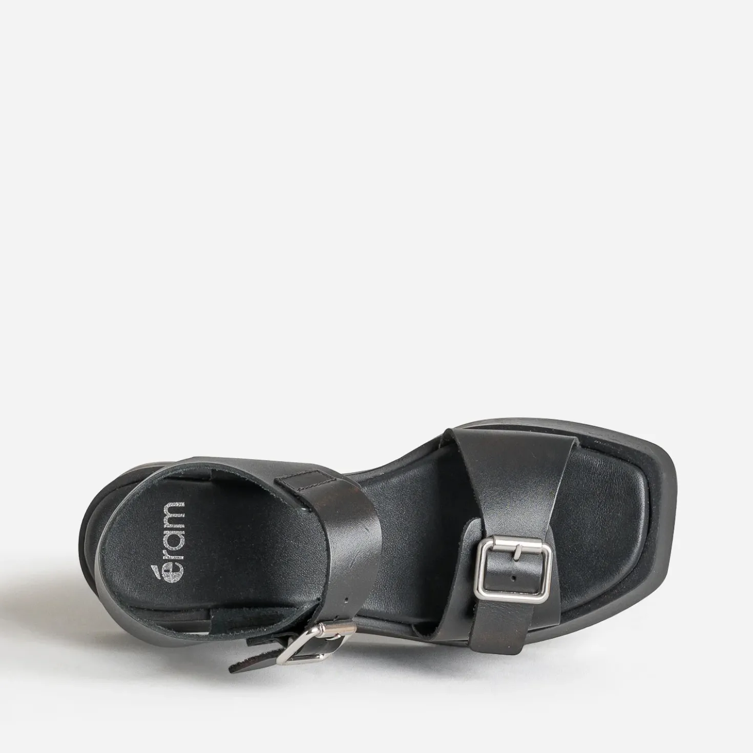 Sandale plateforme noire cuir