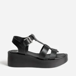 Sandale plateforme noire cuir