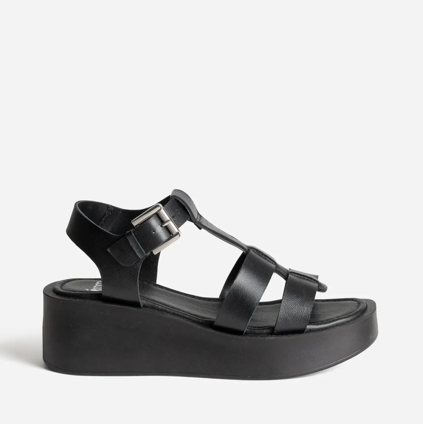 Sandale plateforme noire cuir