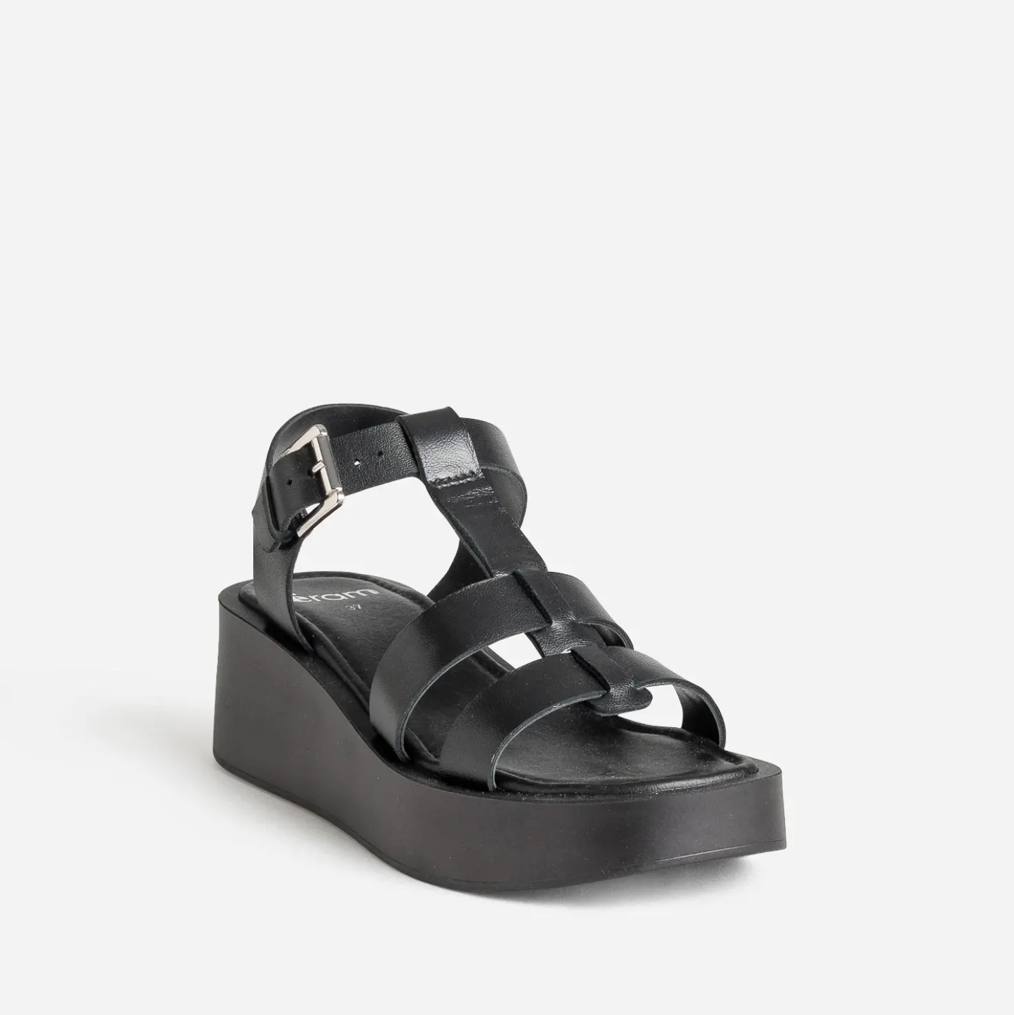 Sandale plateforme noire cuir