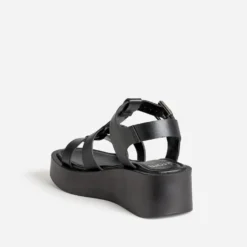 Sandale plateforme noire cuir