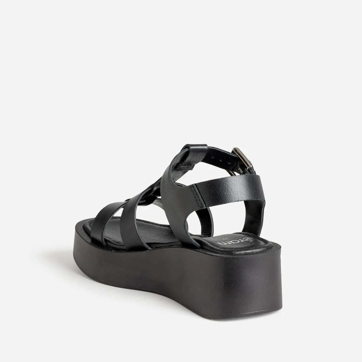 Sandale plateforme noire cuir