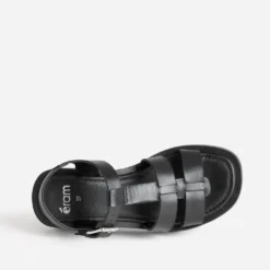 Sandale plateforme noire cuir