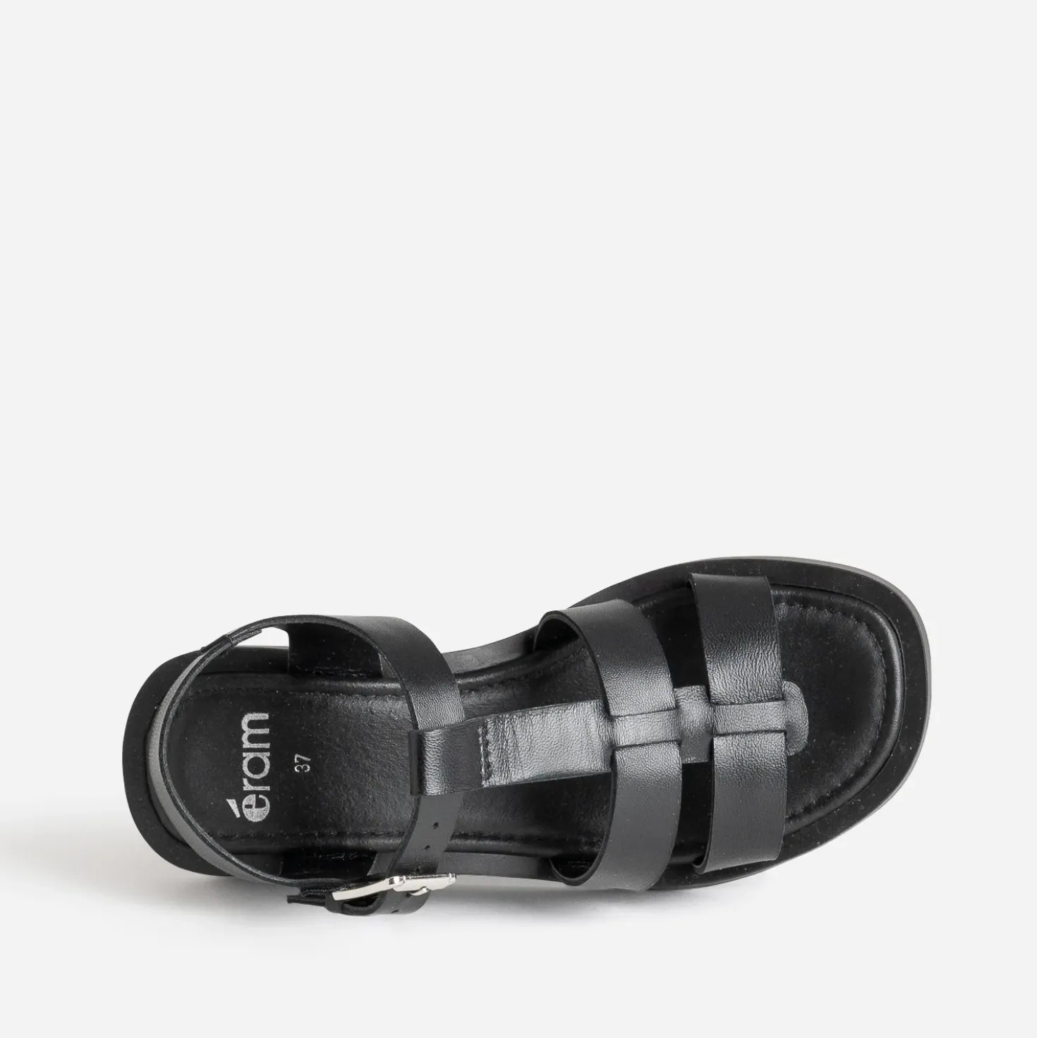 Sandale plateforme noire cuir