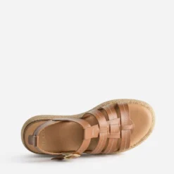 Sandale plateforme TEXTO camel cuir