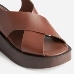 Sandale à plateforme TEXTO camel cuir
