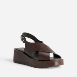 Sandale à plateforme TEXTO marron cuir