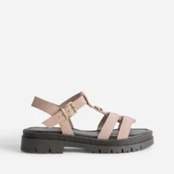 Sandale rose cuir velours décor étoile semelle crantée