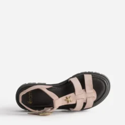 Sandale rose cuir velours décor étoile semelle crantée