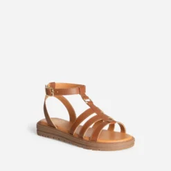 Sandale spartiate BUGGY camel en cuir