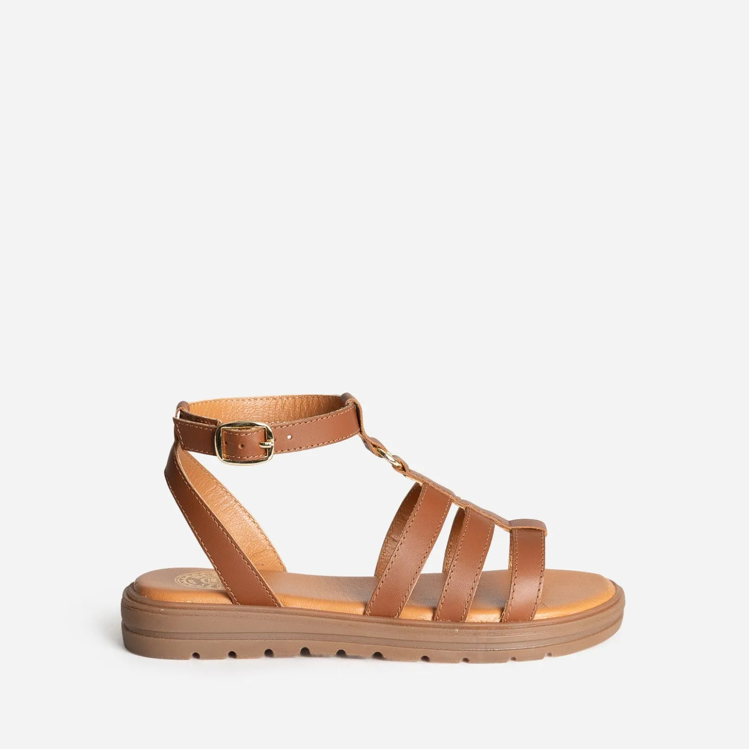 Sandale spartiate BUGGY camel en cuir