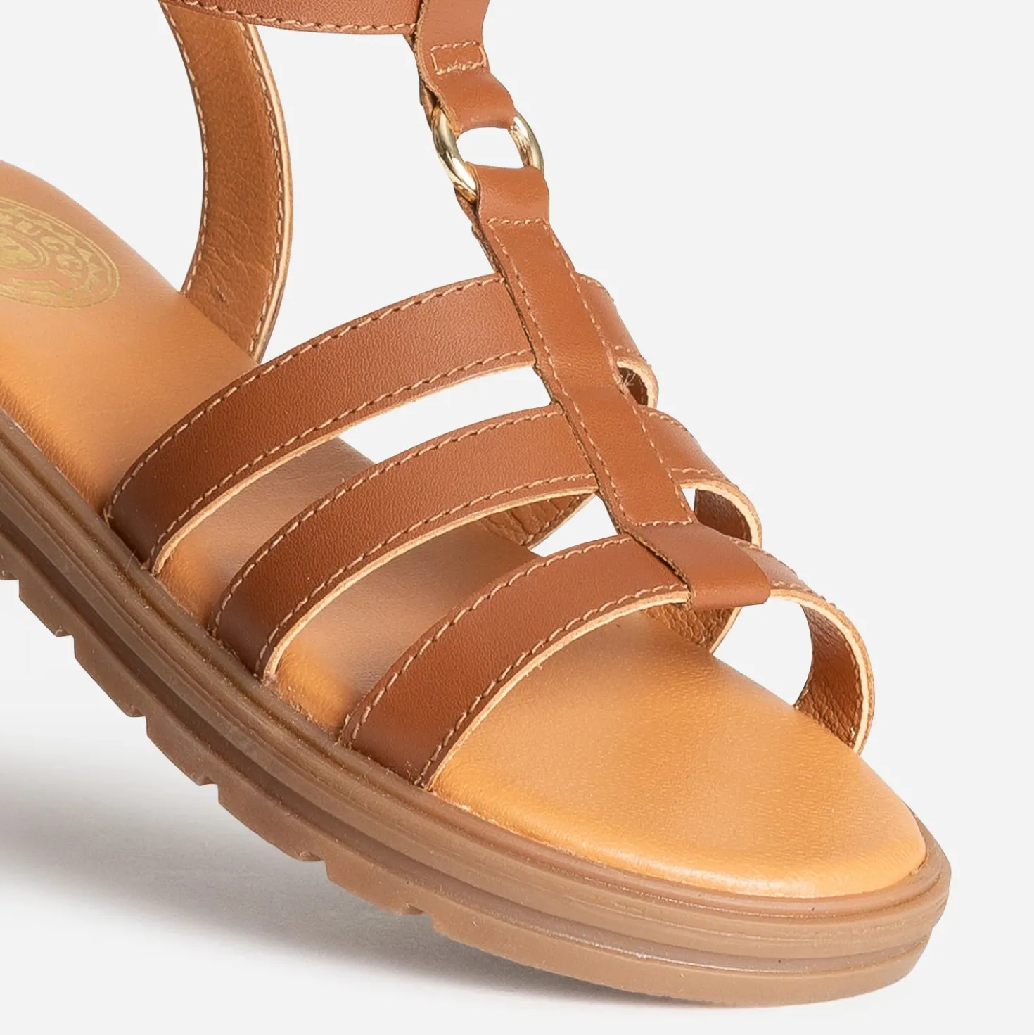 Sandale spartiate BUGGY camel en cuir