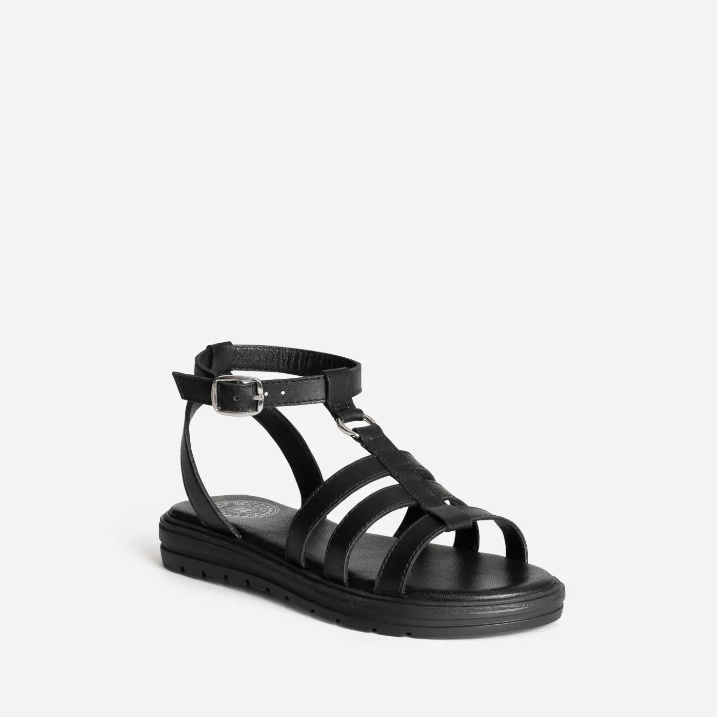 Sandale spartiate BUGGY noire en cuir