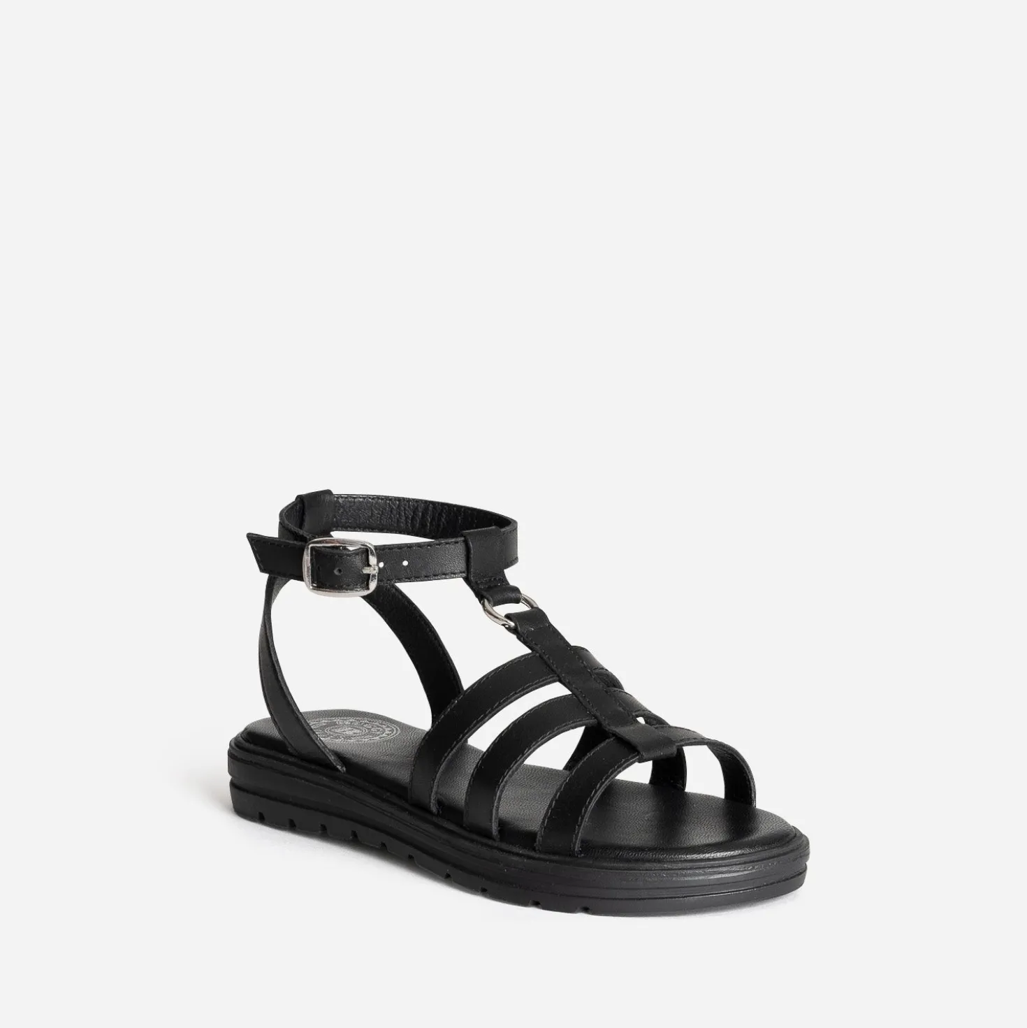 Sandale spartiate BUGGY noire en cuir
