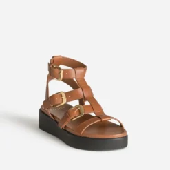 Sandale spartiate cognac cuir