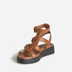 Sandale spartiate cognac cuir