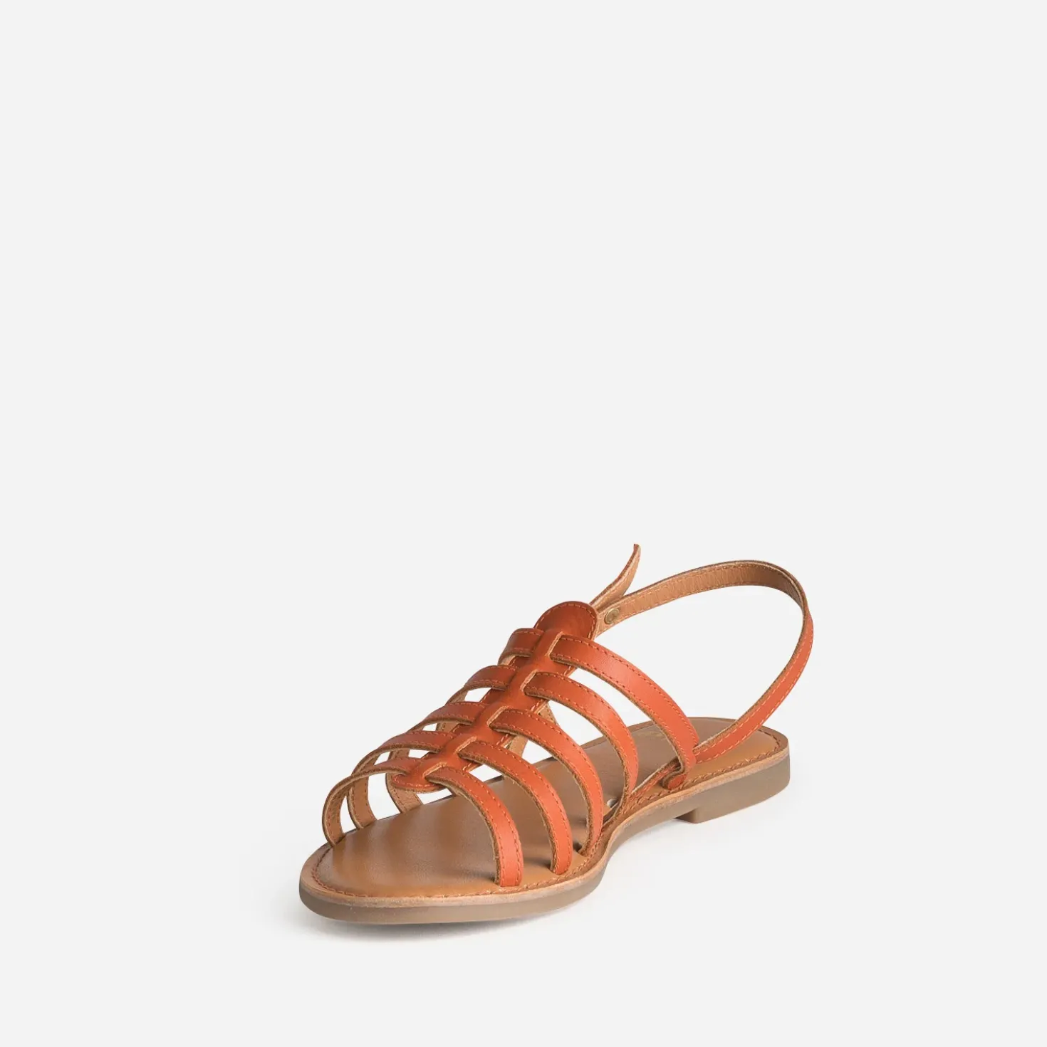 Sandale spartiate orange cuir