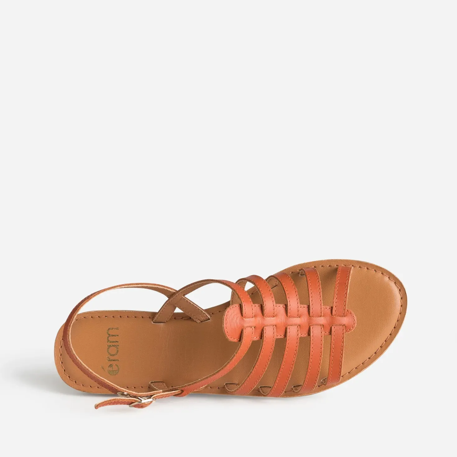 Sandale spartiate orange cuir