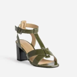 Sandale talon kaki cuir verni