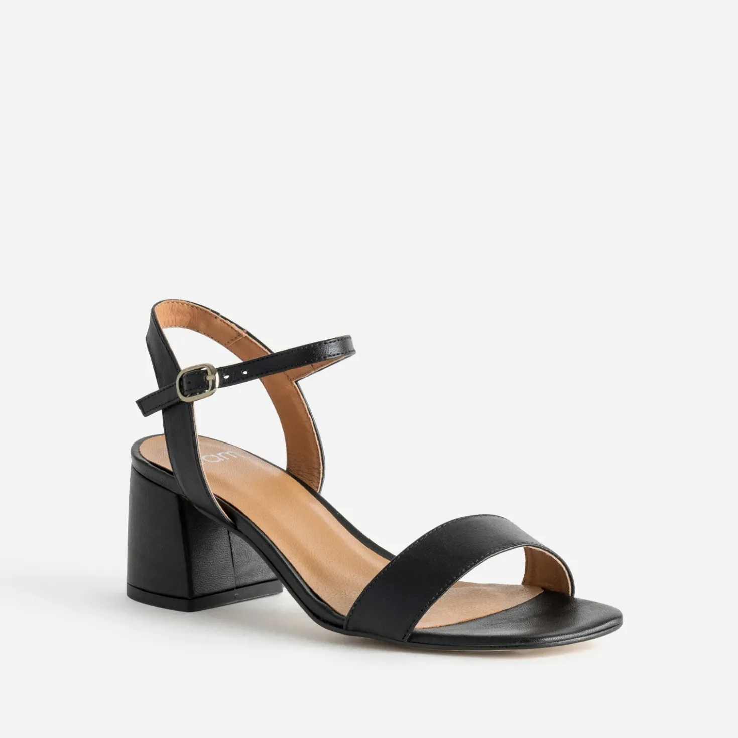 Sandale à talon noire cuir