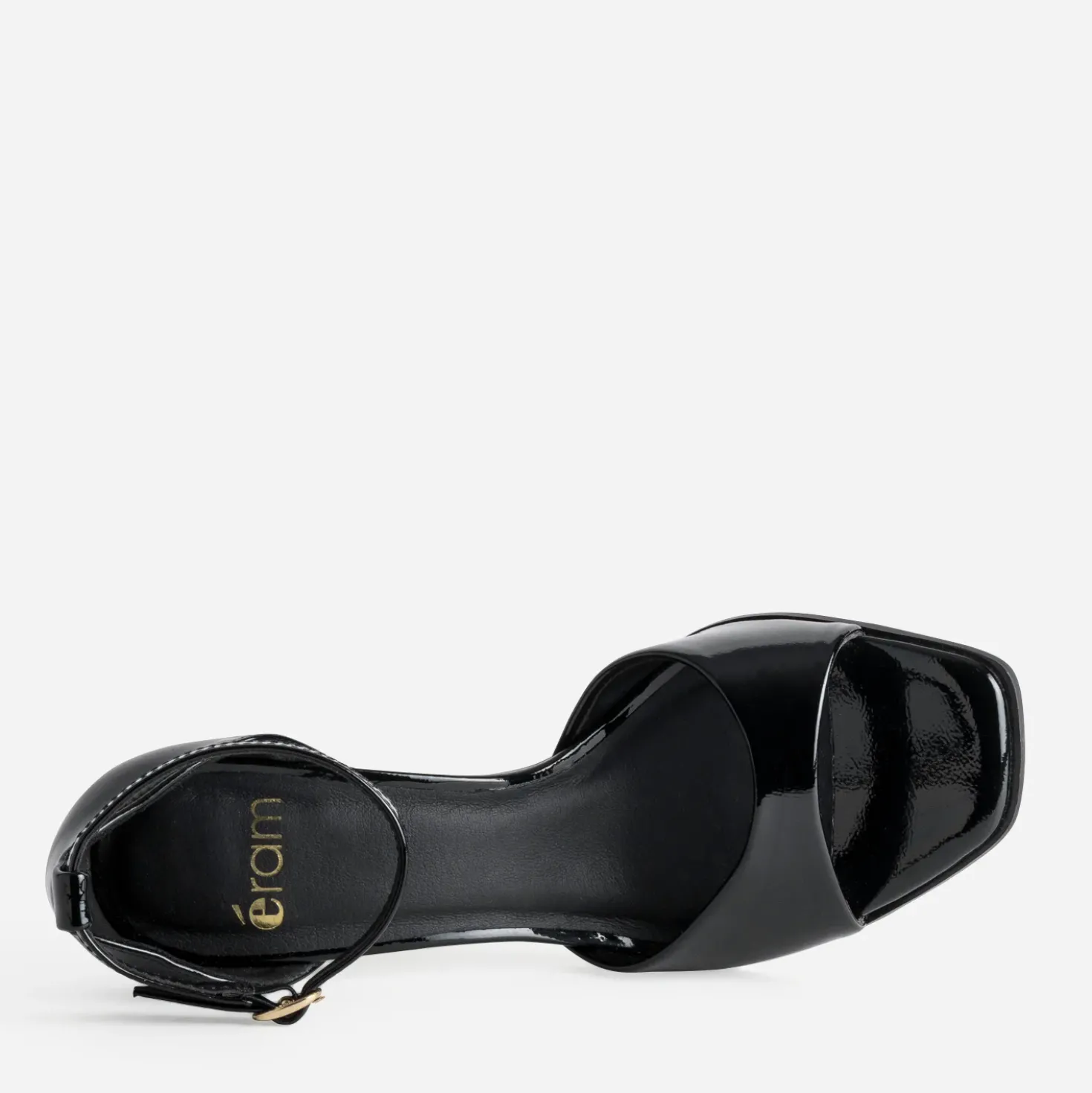 Sandale talon noire vernie