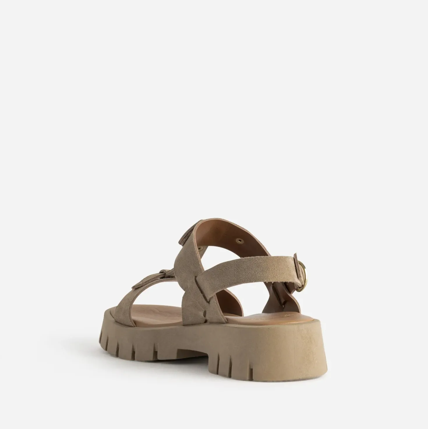 Sandale TEXTO beige cuir velours semelle crantée