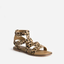 Sandale TEXTO beige motif léopard cuir éco-conçu