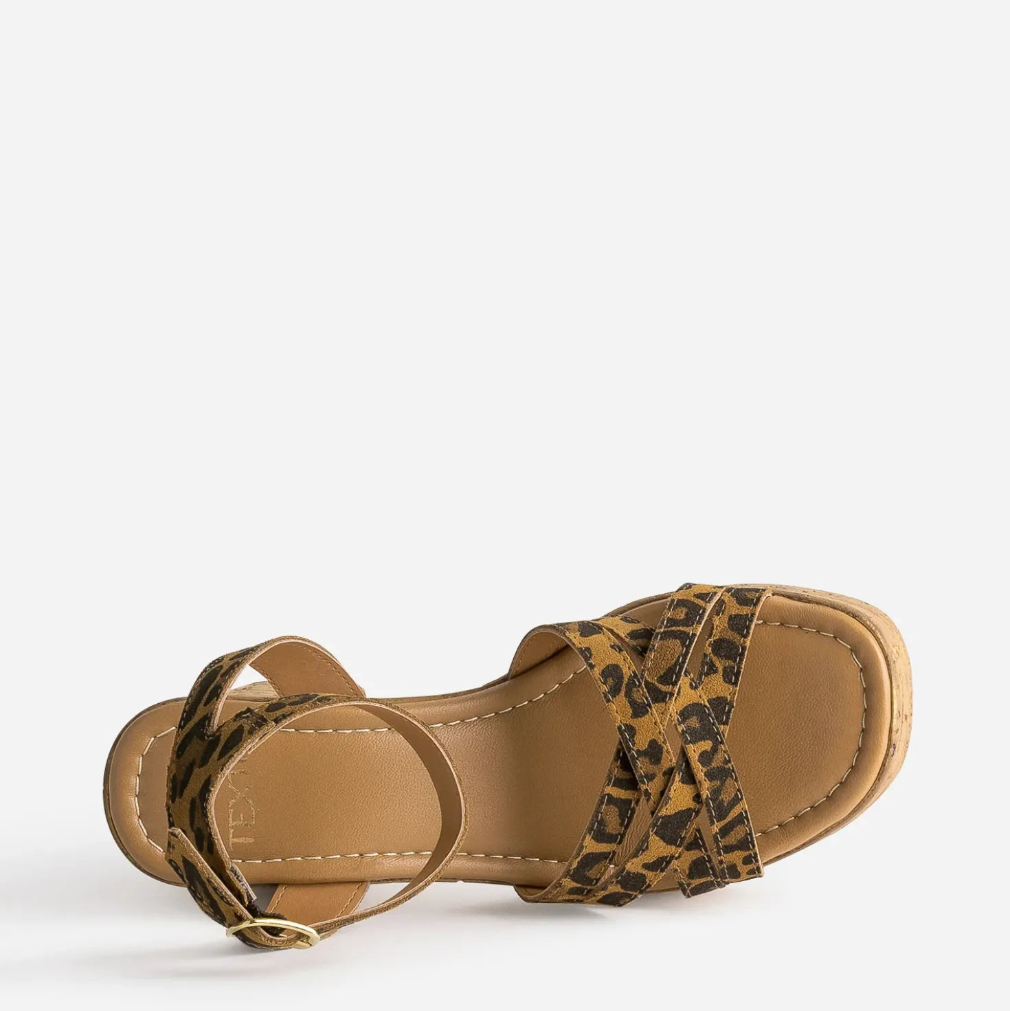 Sandale TEXTO camel motif léopard plateforme liège