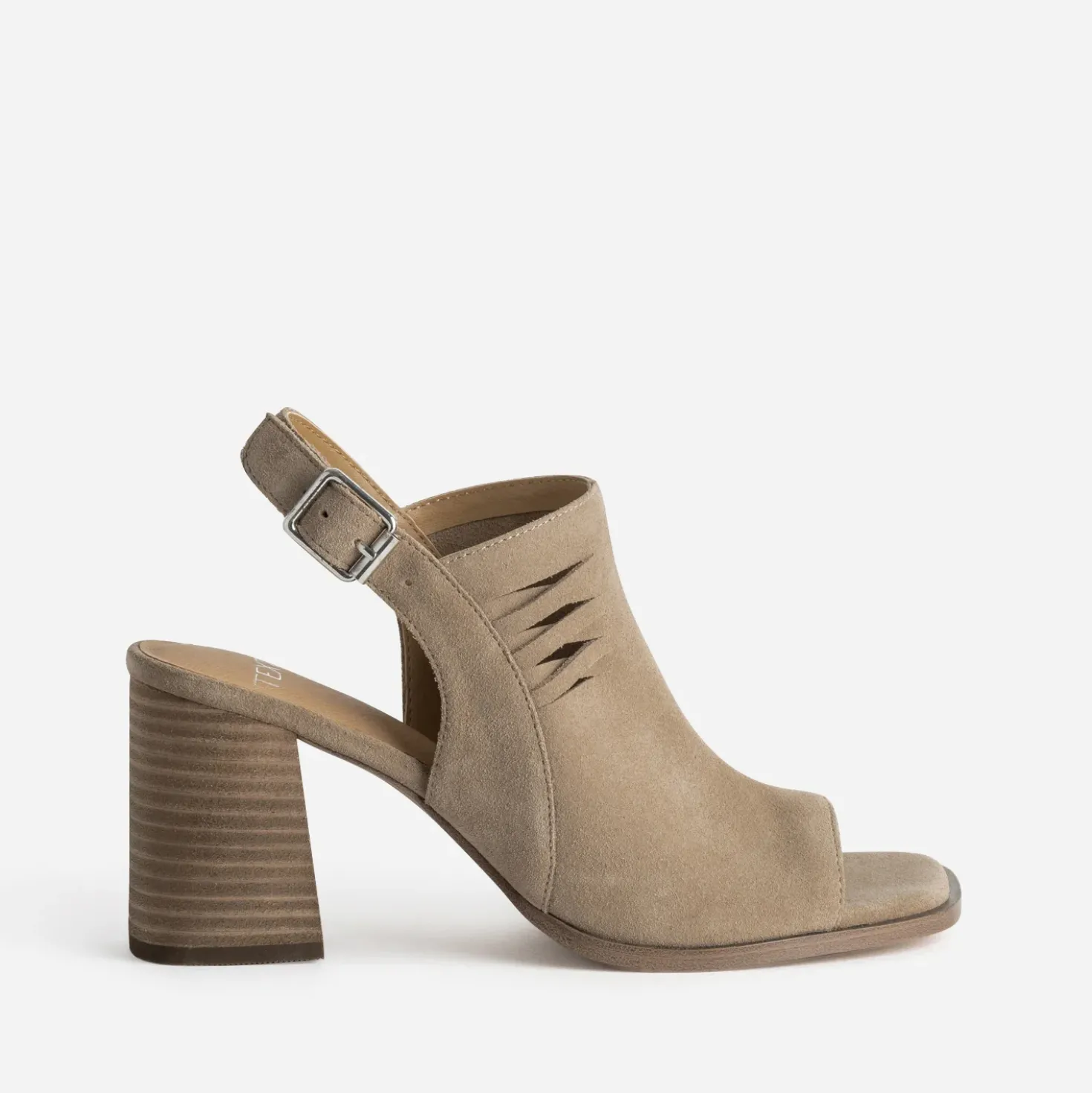 Sandale TEXTO taupe cuir velours open-toe