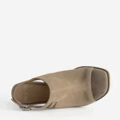 Sandale TEXTO taupe cuir velours open-toe